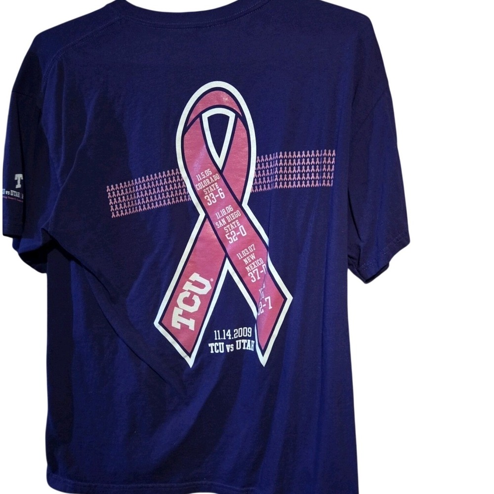 Vintage 2009‎ TCU T-Shirt Mens Large Purple Frogs For The Cure NCAA Football